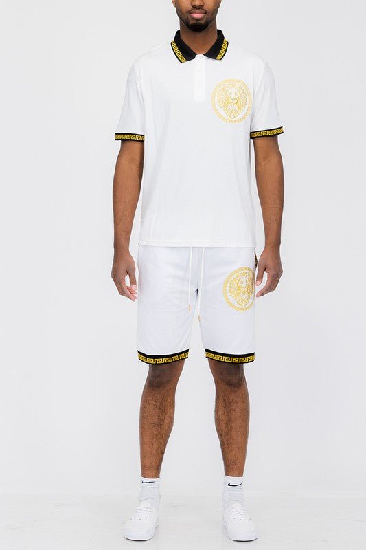 Lion Head Polo Shirt and Short Set - Blu Lotus Boutique