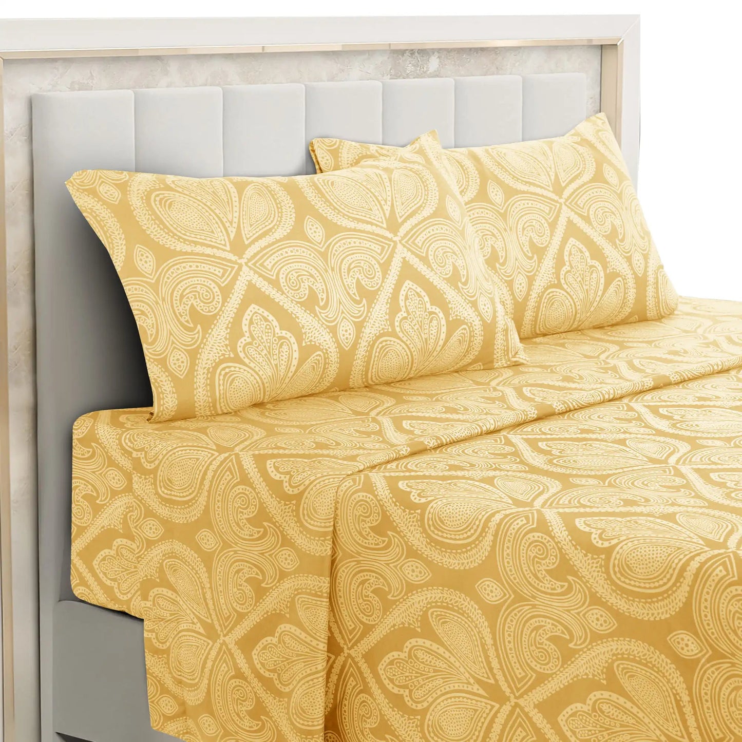 Lux Decor 4 - Piece Paisley Bed Sheet Set – Soft Brushed Microfiber Sheets with 16" Deep Pockets – Wrinkle - Resistant Bedding - Blu Lotus Boutique