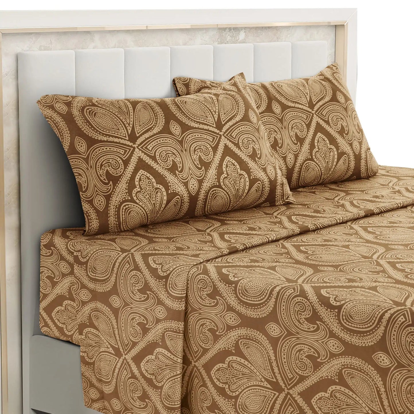 Lux Decor 4 - Piece Paisley Bed Sheet Set – Soft Brushed Microfiber Sheets with 16" Deep Pockets – Wrinkle - Resistant Bedding - Blu Lotus Boutique