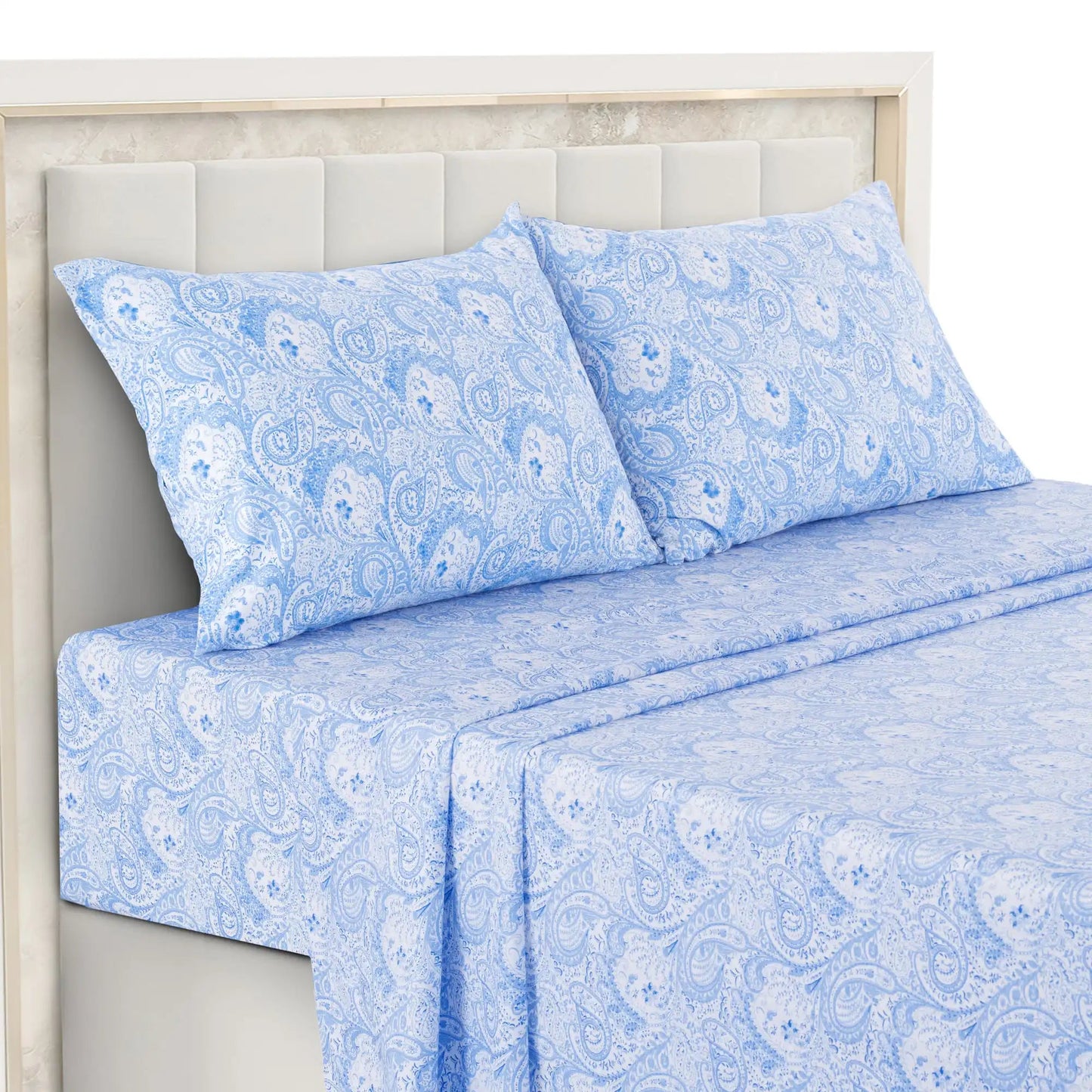 Lux Decor 4 - Piece Paisley Bed Sheet Set – Soft Brushed Microfiber Sheets with 16" Deep Pockets – Wrinkle - Resistant Bedding - Blu Lotus Boutique