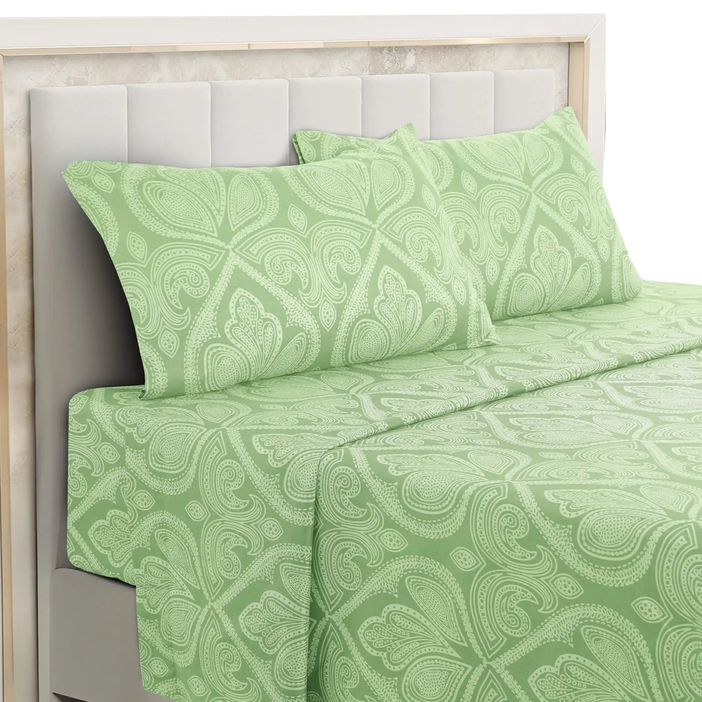 Lux Decor 4 - Piece Paisley Bed Sheet Set – Soft Brushed Microfiber Sheets with 16" Deep Pockets – Wrinkle - Resistant Bedding - Blu Lotus Boutique