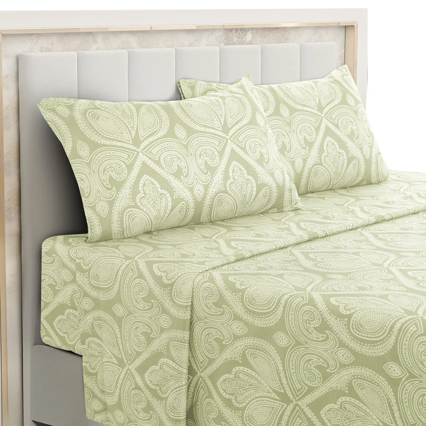 Lux Decor 4 - Piece Paisley Bed Sheet Set – Soft Brushed Microfiber Sheets with 16" Deep Pockets – Wrinkle - Resistant Bedding - Blu Lotus Boutique