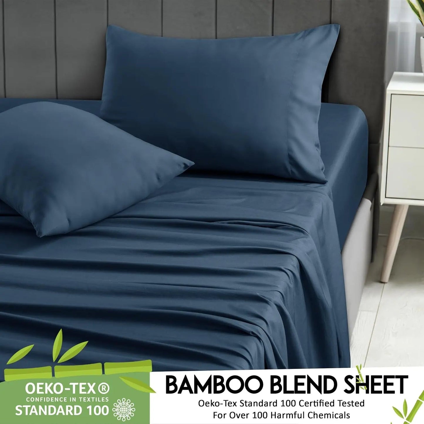 Lux Decor Bedsheet Set, Rayon Derived from Bamboo, Breathable & Soft, Hotel Luxury Silky Bedding - Blu Lotus Boutique