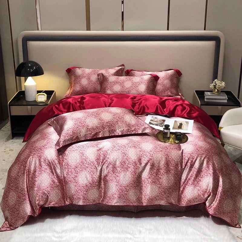 Luxury Blending Mulberry Silk Bedding Set with Duvet Cover Bed Sheet Pillowcase Double Couple Single Summer Blanket Cover Sheets - Blu Lotus Boutique