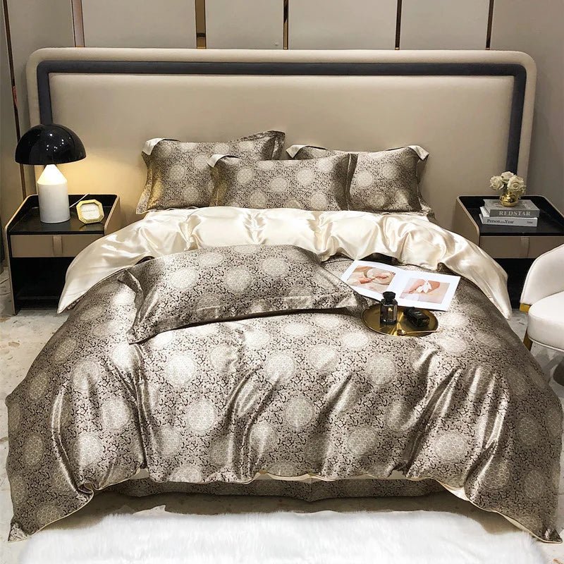 Luxury Blending Mulberry Silk Bedding Set with Duvet Cover Bed Sheet Pillowcase Double Couple Single Summer Blanket Cover Sheets - Blu Lotus Boutique