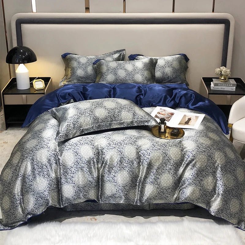 Luxury Blending Mulberry Silk Bedding Set with Duvet Cover Bed Sheet Pillowcase Double Couple Single Summer Blanket Cover Sheets - Blu Lotus Boutique