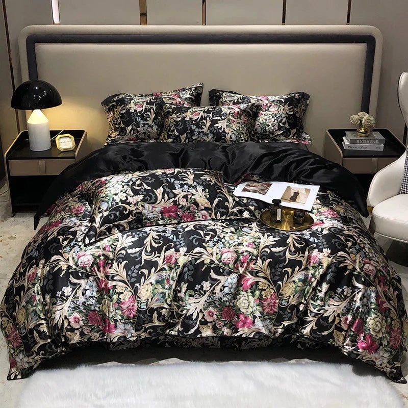 Luxury Blending Mulberry Silk Bedding Set with Duvet Cover Bed Sheet Pillowcase Double Couple Single Summer Blanket Cover Sheets - Blu Lotus Boutique