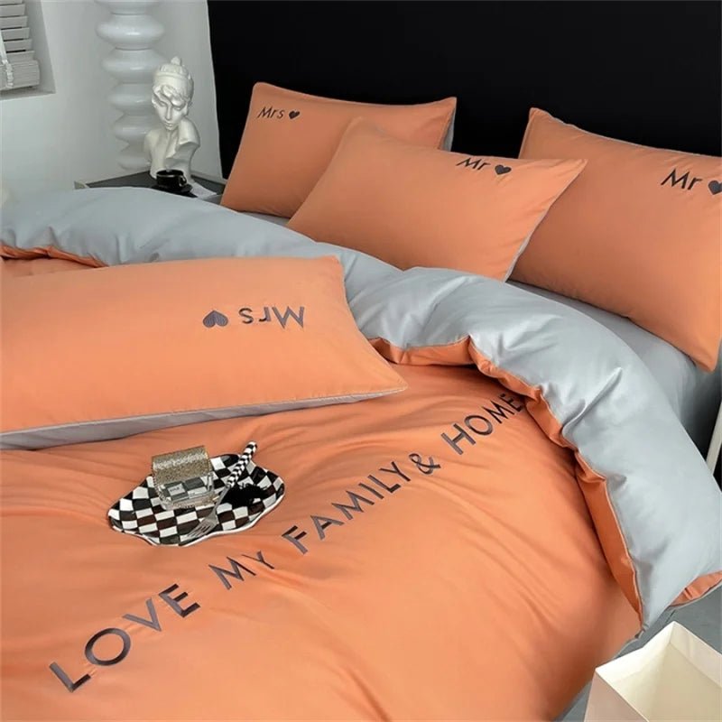 Luxury Nordic Egyptian Cotton Bedding Set King Queen Double Twin Size with Sheet Duvet Cover Pillowcase 1/2 People Bed Linen New - Blu Lotus Boutique