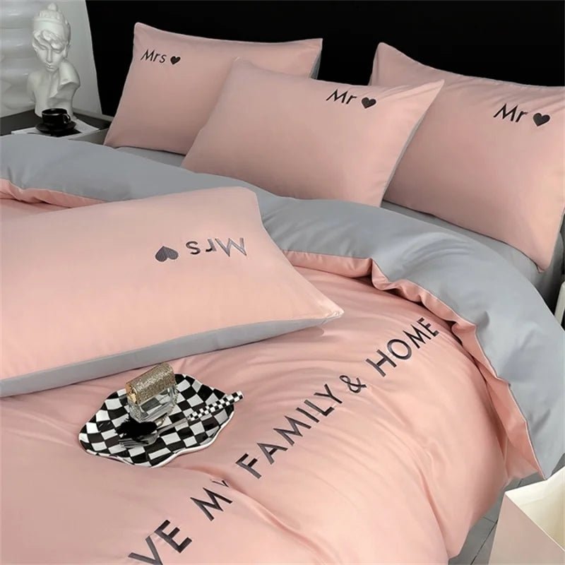 Luxury Nordic Egyptian Cotton Bedding Set King Queen Double Twin Size with Sheet Duvet Cover Pillowcase 1/2 People Bed Linen New - Blu Lotus Boutique