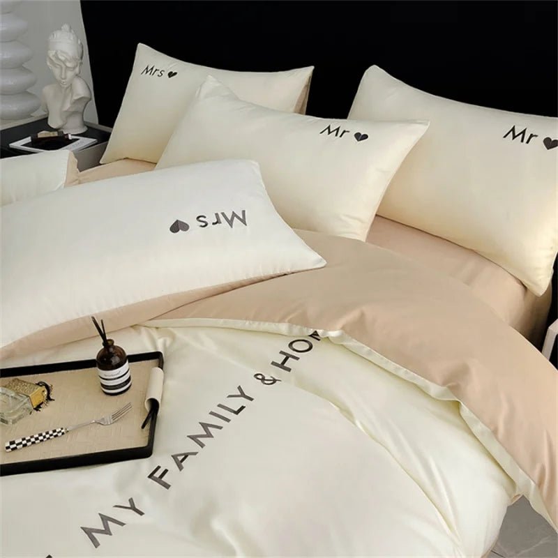 Luxury Nordic Egyptian Cotton Bedding Set King Queen Double Twin Size with Sheet Duvet Cover Pillowcase 1/2 People Bed Linen New - Blu Lotus Boutique