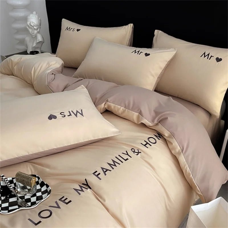 Luxury Nordic Egyptian Cotton Bedding Set King Queen Double Twin Size with Sheet Duvet Cover Pillowcase 1/2 People Bed Linen New - Blu Lotus Boutique