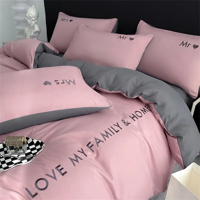 Luxury Nordic Egyptian Cotton Bedding Set King Queen Double Twin Size with Sheet Duvet Cover Pillowcase 1/2 People Bed Linen New - Blu Lotus Boutique