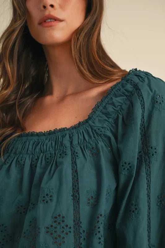 MABLE Embroidered Scalloped Lace Top and Short Set - Blu Lotus Boutique