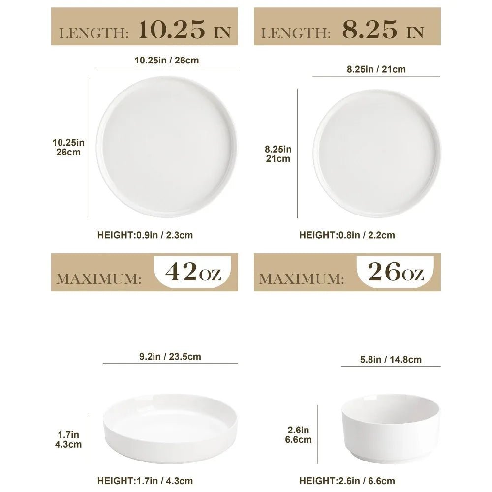 MALACASA Ceramic Tableware Set 12/16/18/24PCS Dinner Plate Dessert Plate Bowl Dinner Tableware Set Home Party Supply - Blu Lotus Boutique