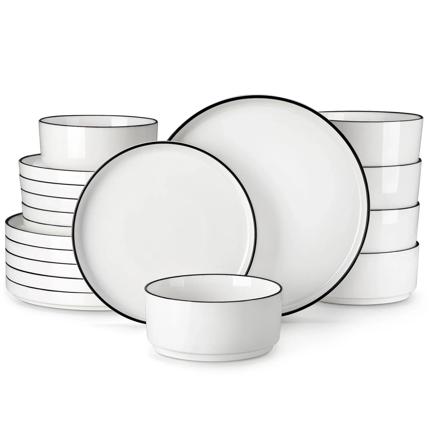 MALACASA Ceramic Tableware Set 12/16/18/24PCS Dinner Plate Dessert Plate Bowl Dinner Tableware Set Home Party Supply - Blu Lotus Boutique
