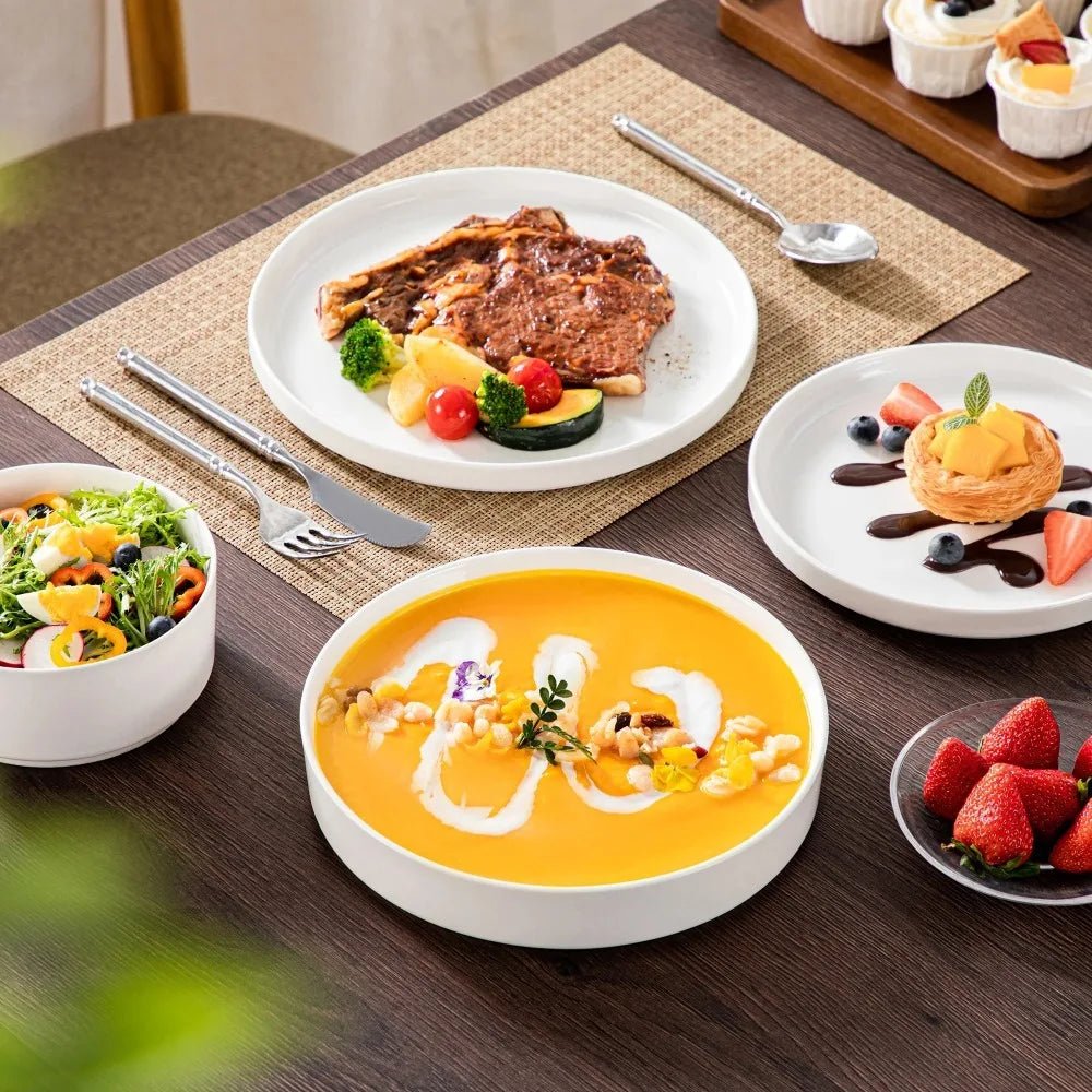 MALACASA Ceramic Tableware Set 12/16/18/24PCS Dinner Plate Dessert Plate Bowl Dinner Tableware Set Home Party Supply - Blu Lotus Boutique