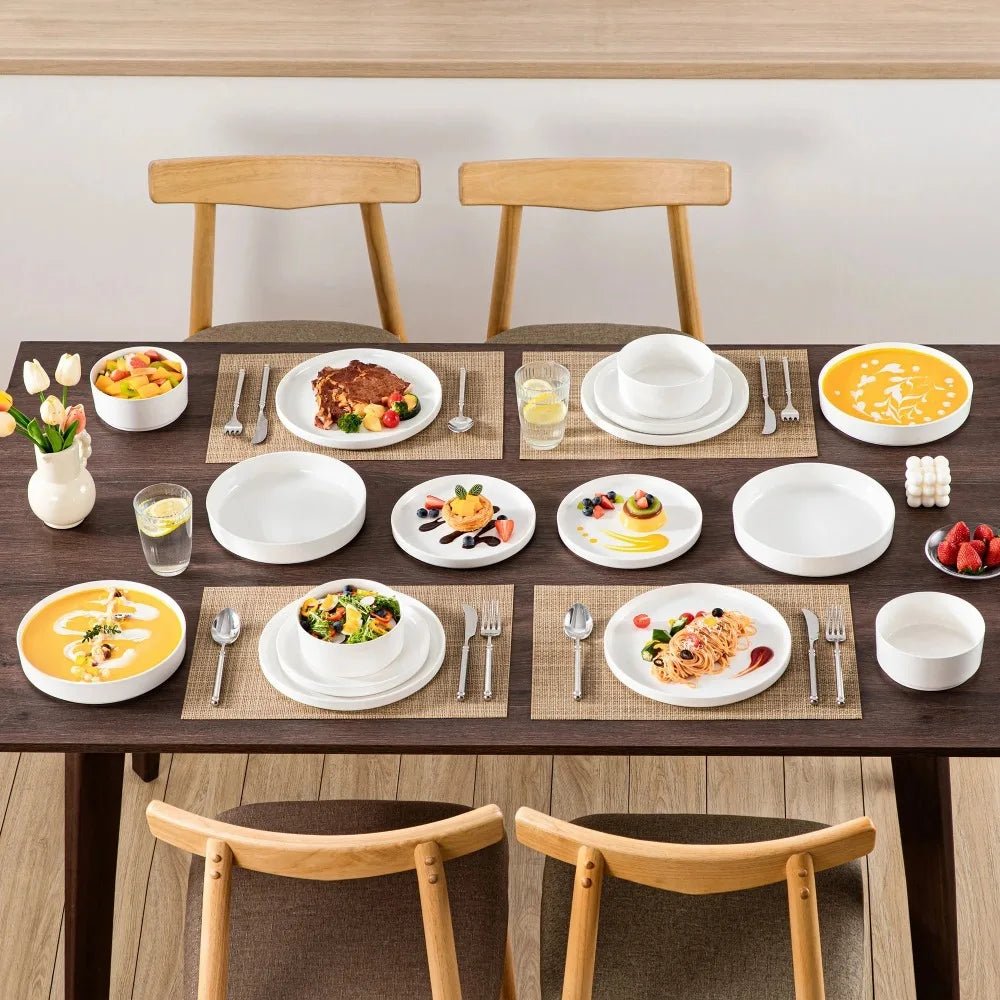 MALACASA Ceramic Tableware Set 12/16/18/24PCS Dinner Plate Dessert Plate Bowl Dinner Tableware Set Home Party Supply - Blu Lotus Boutique