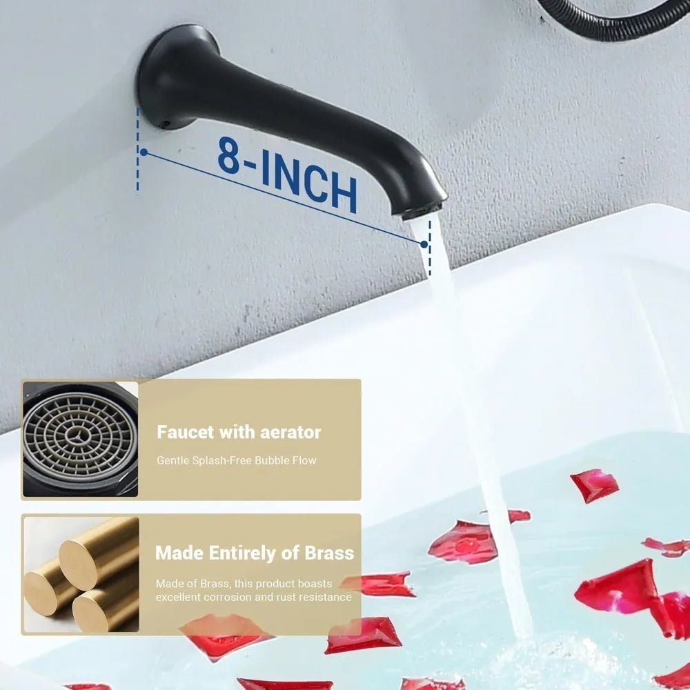 matte black shower system with tub spout, tub and shower faucet combo set with valve & trim kit bathtub shower faucet set - Blu Lotus Boutique