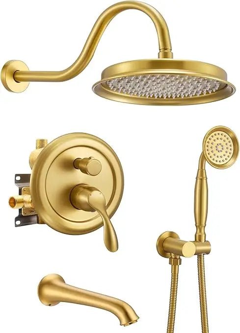 matte black shower system with tub spout, tub and shower faucet combo set with valve & trim kit bathtub shower faucet set - Blu Lotus Boutique
