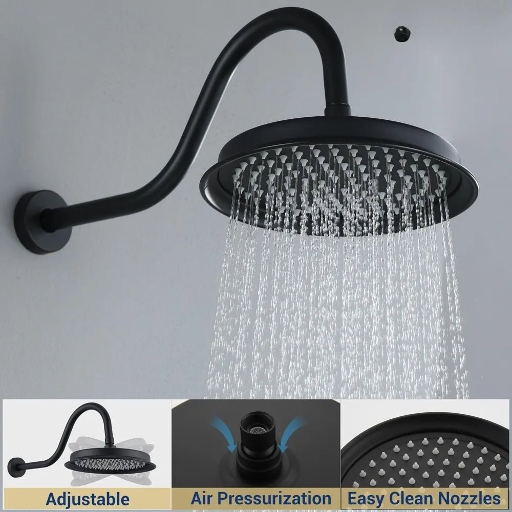 matte black shower system with tub spout, tub and shower faucet combo set with valve & trim kit bathtub shower faucet set - Blu Lotus Boutique