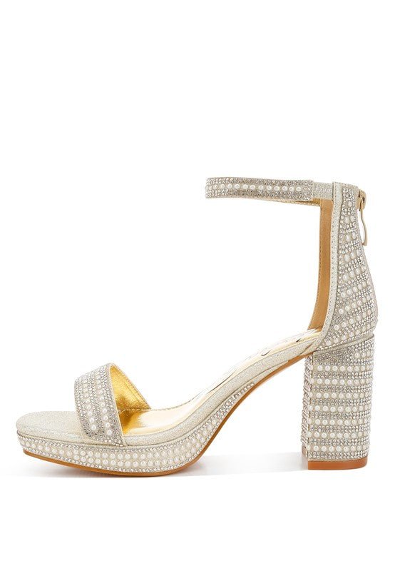 Mejuri Rhinestones And Pearl Embellished Sandals - Blu Lotus Boutique