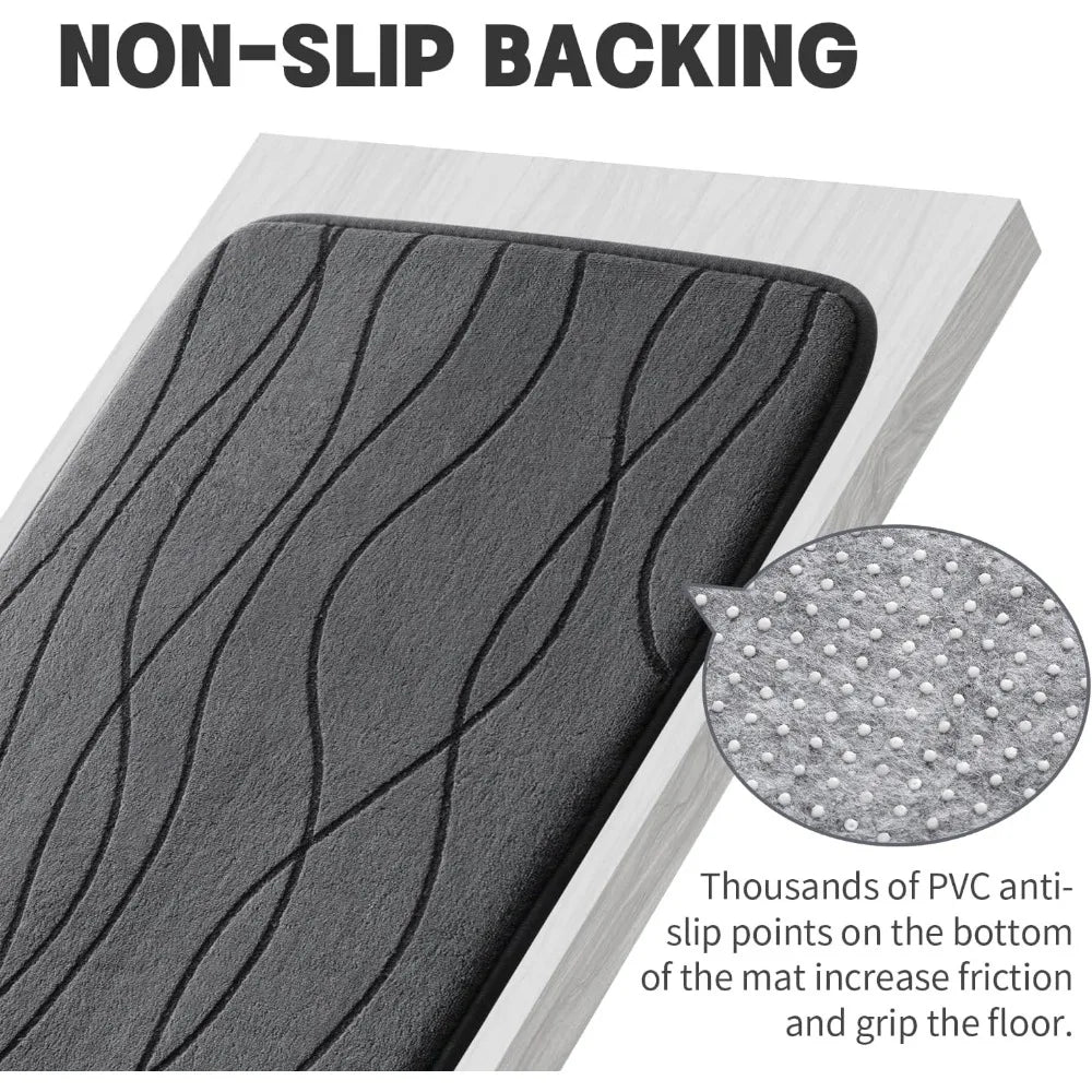 Memory Foam Grey Bathroom Rug Sets 5 Piece, Ultra Absorbent Bath Mat for Bathroom - Non - Slip Machine Washable - Blu Lotus Boutique