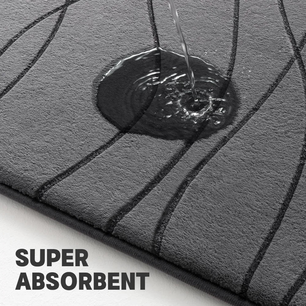 Memory Foam Grey Bathroom Rug Sets 5 Piece, Ultra Absorbent Bath Mat for Bathroom - Non - Slip Machine Washable - Blu Lotus Boutique