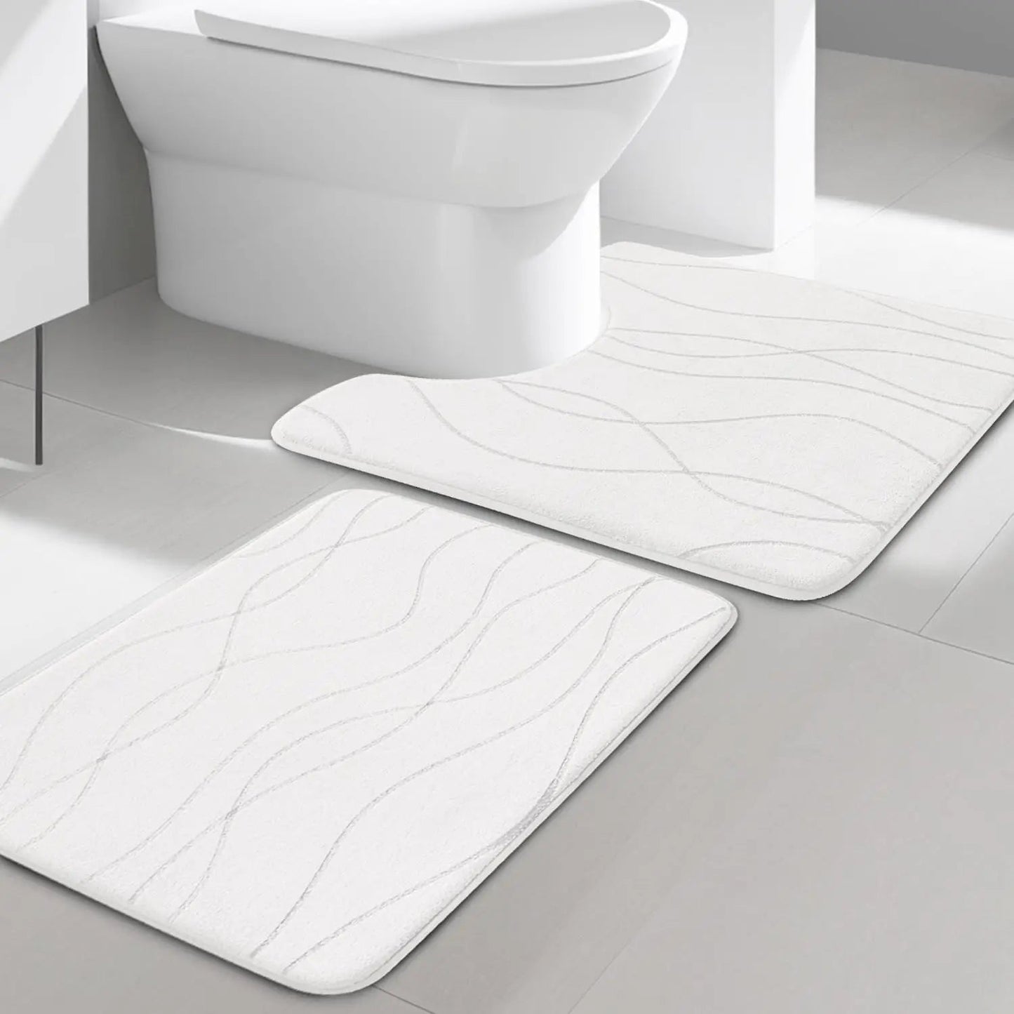 Memory Foam Grey Bathroom Rug Sets 5 Piece, Ultra Absorbent Bath Mat for Bathroom - Non - Slip Machine Washable - Blu Lotus Boutique