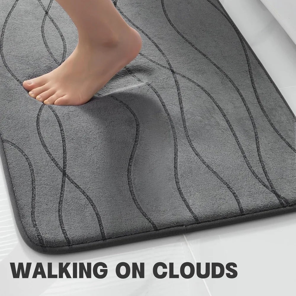Memory Foam Grey Bathroom Rug Sets 5 Piece, Ultra Absorbent Bath Mat for Bathroom - Non - Slip Machine Washable - Blu Lotus Boutique