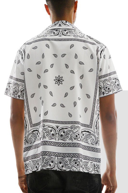 Mens Collared Print Button Down - Blu Lotus Boutique