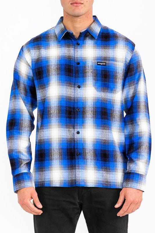 Mens Plaid Long Sleeve Flannel - Blu Lotus Boutique