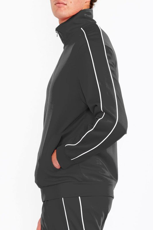 Mens Side Pipe Track Jacket - Blu Lotus Boutique