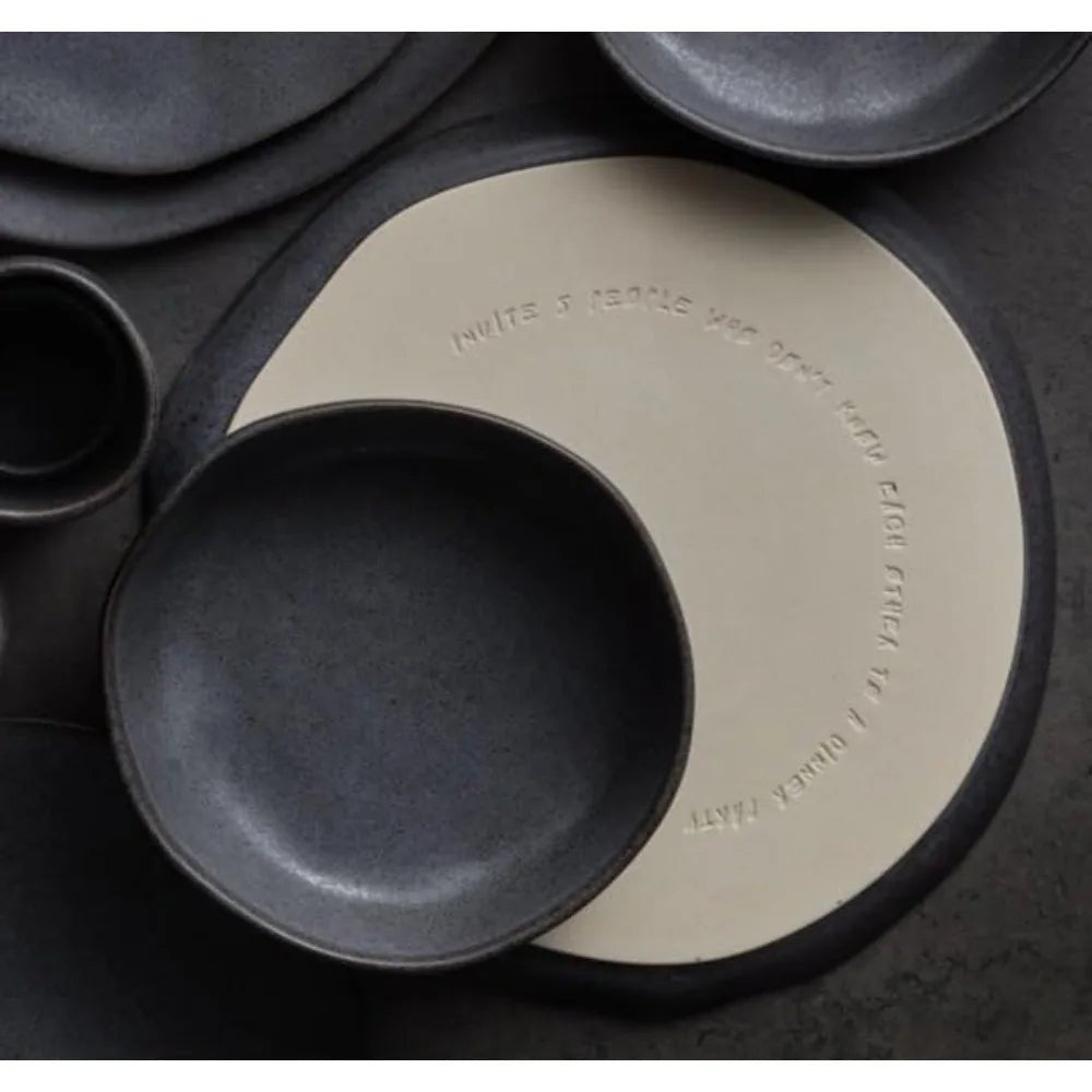 Mercer Project HEKONDA Modern Stoneware 16 - Piece Dinnerware Set, Gray, Plate and Bowl Set for 4 - Blu Lotus Boutique