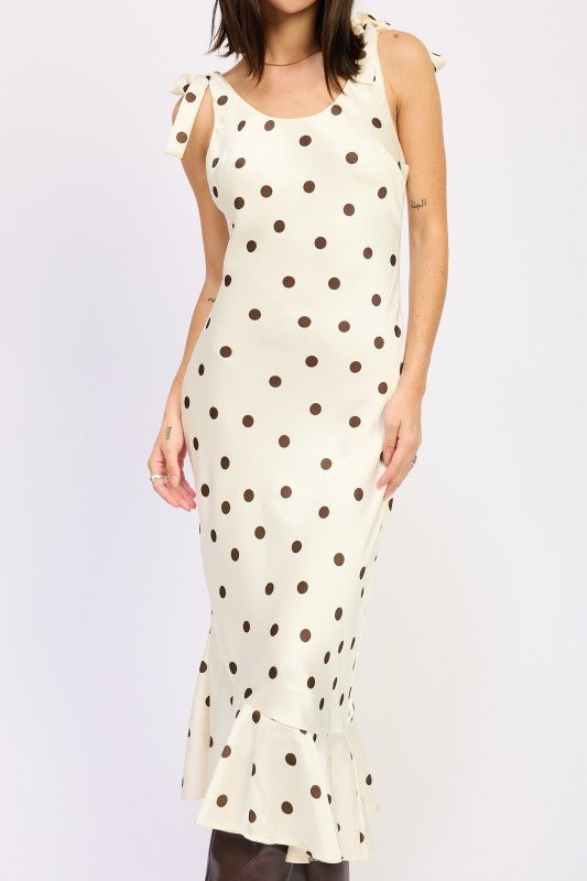 MERMAID MAXI DRESS WITH SHOULDER TIE - Blu Lotus Boutique