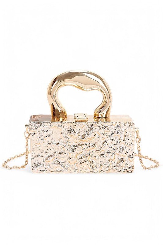 Metallic Top Handle Acrylic Box Clutch Bag - Blu Lotus Boutique
