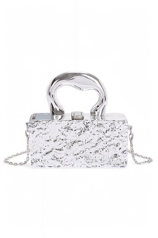 Metallic Top Handle Acrylic Box Clutch Bag - Blu Lotus Boutique