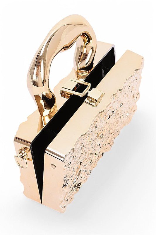 Metallic Top Handle Acrylic Box Clutch Bag - Blu Lotus Boutique