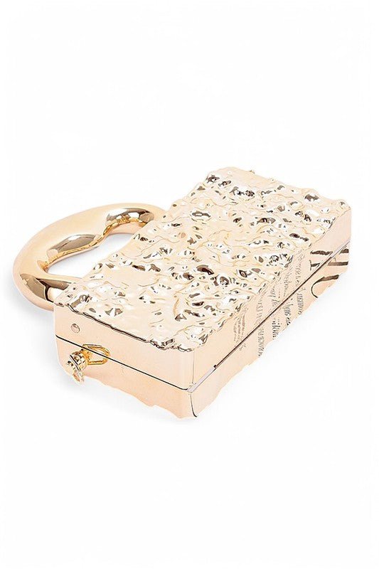 Metallic Top Handle Acrylic Box Clutch Bag - Blu Lotus Boutique
