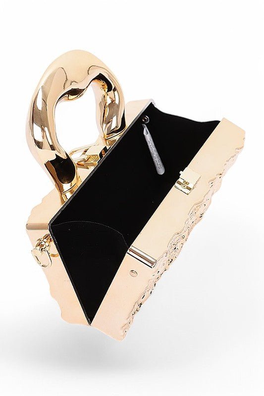 Metallic Top Handle Acrylic Box Clutch Bag - Blu Lotus Boutique