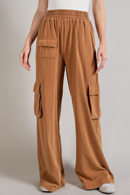 Mineral Washed Cargo Pants - Blu Lotus Boutique