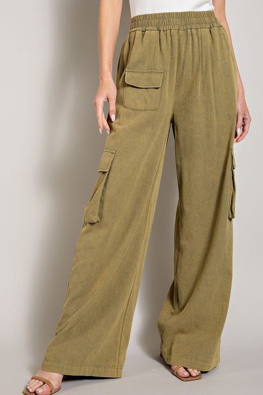 Mineral Washed Cargo Pants - Blu Lotus Boutique