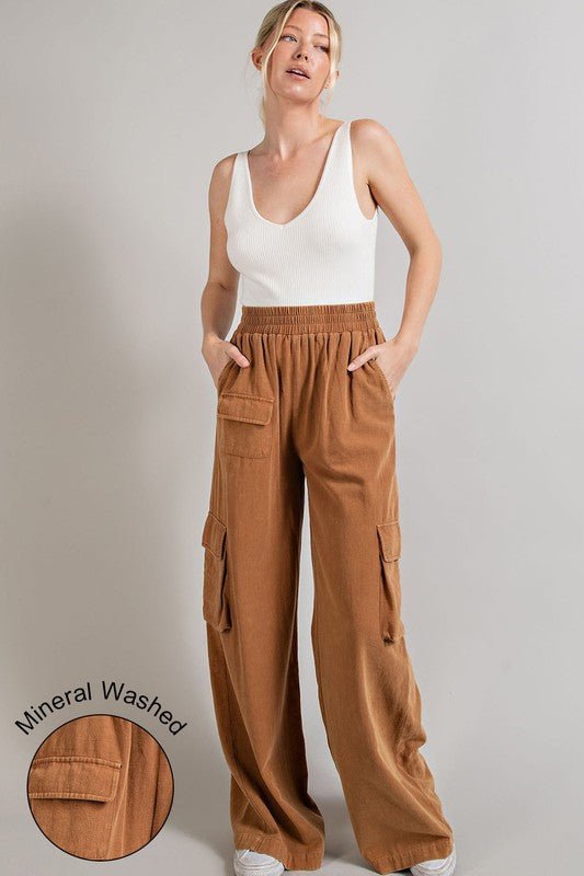 Mineral Washed Cargo Pants - Blu Lotus Boutique
