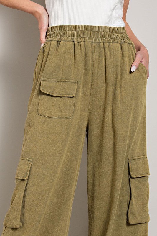 Mineral Washed Cargo Pants - Blu Lotus Boutique