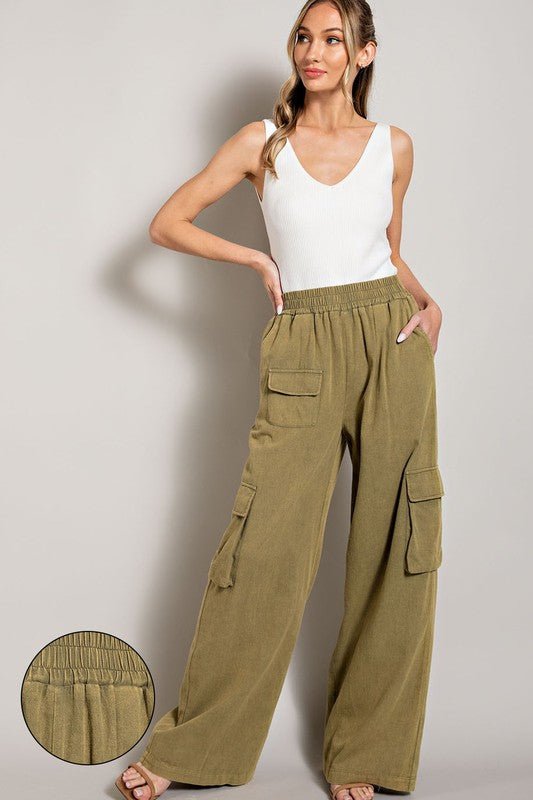 Mineral Washed Cargo Pants - Blu Lotus Boutique
