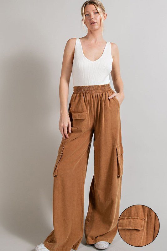 Mineral Washed Cargo Pants - Blu Lotus Boutique