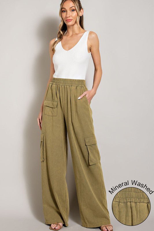 Mineral Washed Cargo Pants - Blu Lotus Boutique