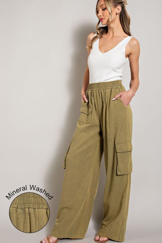 Mineral Washed Cargo Pants - Blu Lotus Boutique