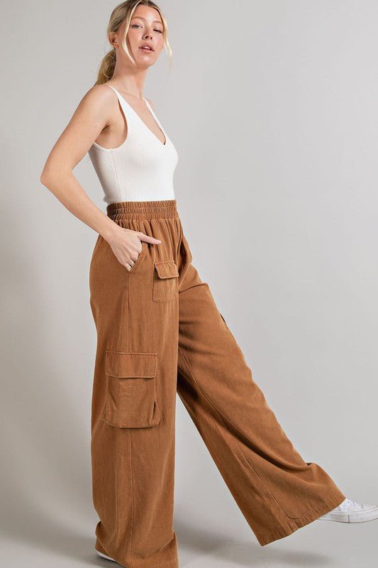 Mineral Washed Cargo Pants - Blu Lotus Boutique