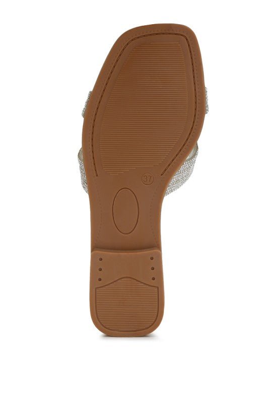 Minople Rhinestones Embellished Flat Sandals - Blu Lotus Boutique