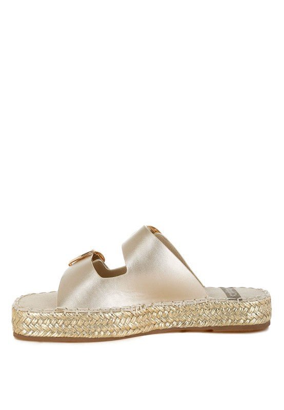 Miova Metallic Buckle Detail Espadrille Flatforms - Blu Lotus Boutique